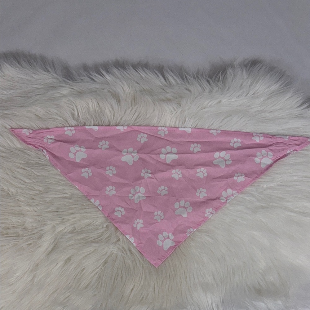 Pink Dog Bandana with White Paw Prints